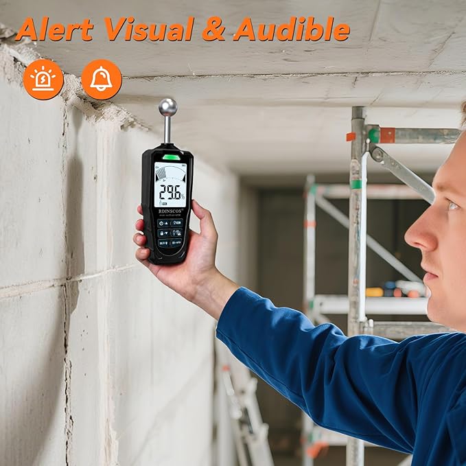 2-in-1 Pin & Pinless Moisture Meter, Digital Moisture Detector - Image 3
