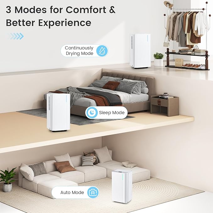 COSTWAY 32 Pints Dehumidifier for Home, 2000 Sq.Ft Portable Dehumidifier for - Image 2
