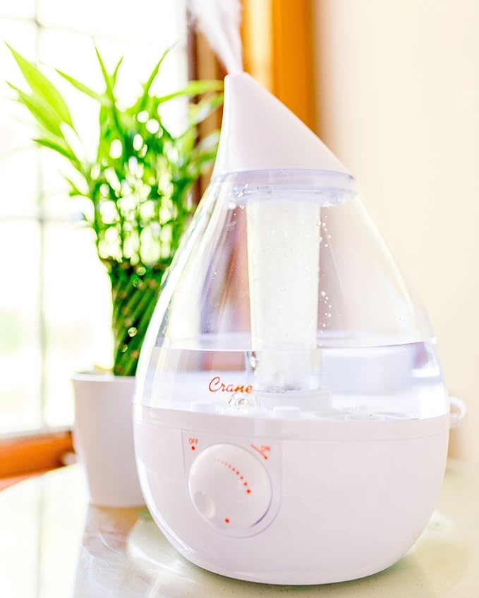Crane White Teardrop Ultrasonic Cool Mist Humidifier, 1 Gallon Auto Shut-Off - Image 7