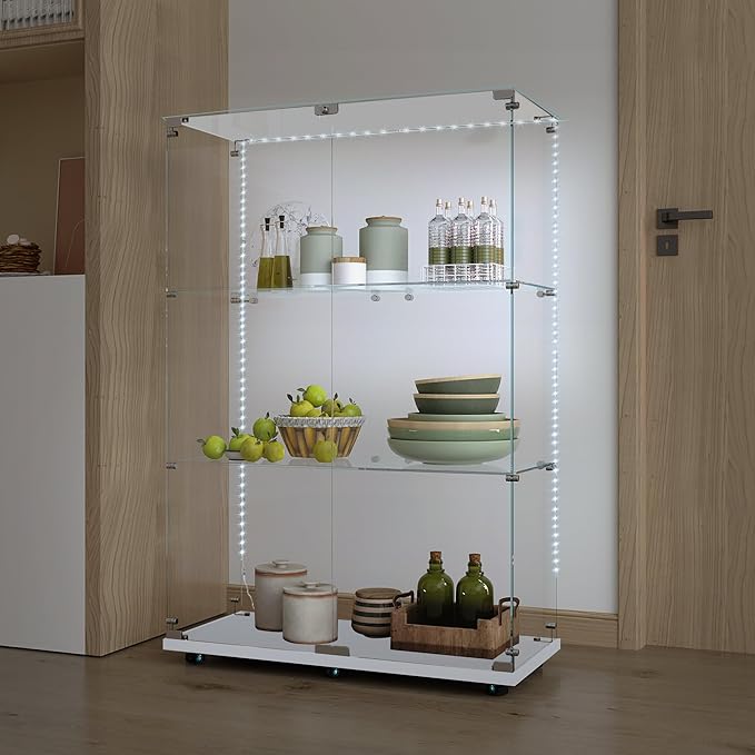 Yoluckea 3 Tiers Glass Display Cabinet - Image 7