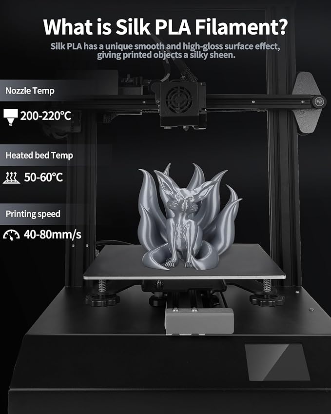 LANDU Silk PLA Filament 1.75mm Silver 1KG, 3D Printer Filament Dimensional - Image 6