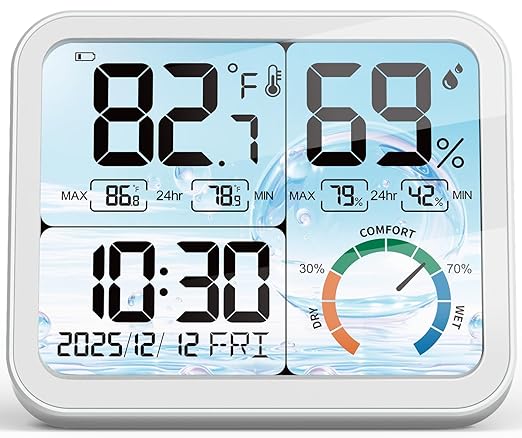 VOCOO 5.8" Large Display Indoor Thermometer Hygrometer by Home