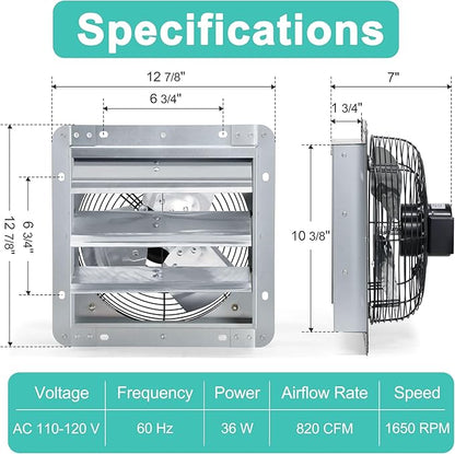 10 Inch Shutter Exhaust Fan - Image 2
