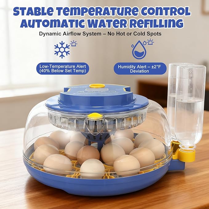 Smart 18-Egg Incubator for Hobbyists, Full-Stage Adaptive Humidity & Temp - Image 2
