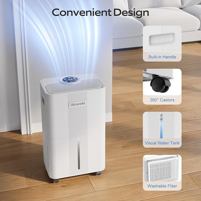 1600 Sq.ft Dehumidifiers for Home, Glowells 21 Pints Dehumidifier - Image 6