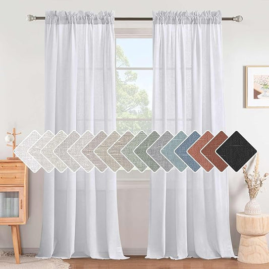 H.VERSAILTEX Linen Curtains Pair Set Functional Open Weave Curtain Highly by HVERSAILTEX