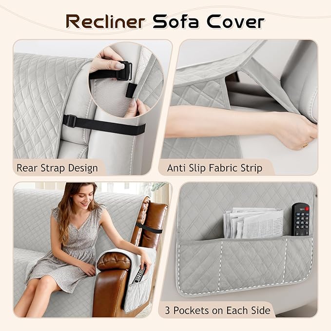 Arfntevss Waterproof Recliner Sectional Couch Covers - Image 4
