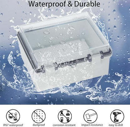 Junction Box, Hinged Clear Cover IP67 Waterproof ABS Project Box - Image 2