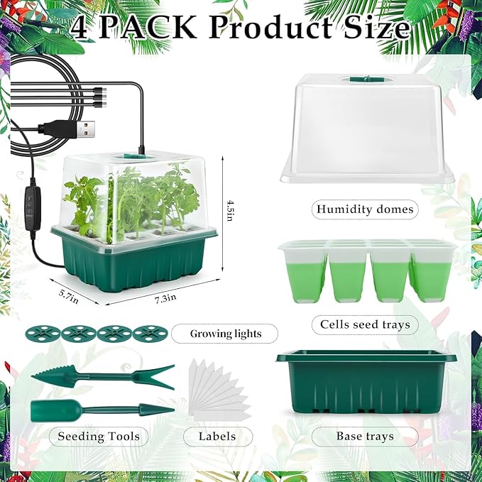 Seed Starter Tray with Grow Light, 48 Cells Indoor Seed Starter Kit, Flexible - Image 6