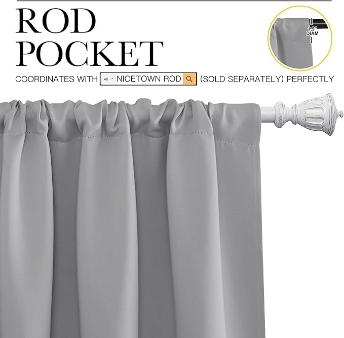 NICETOWN Silver Grey Window Curtains - Image 3