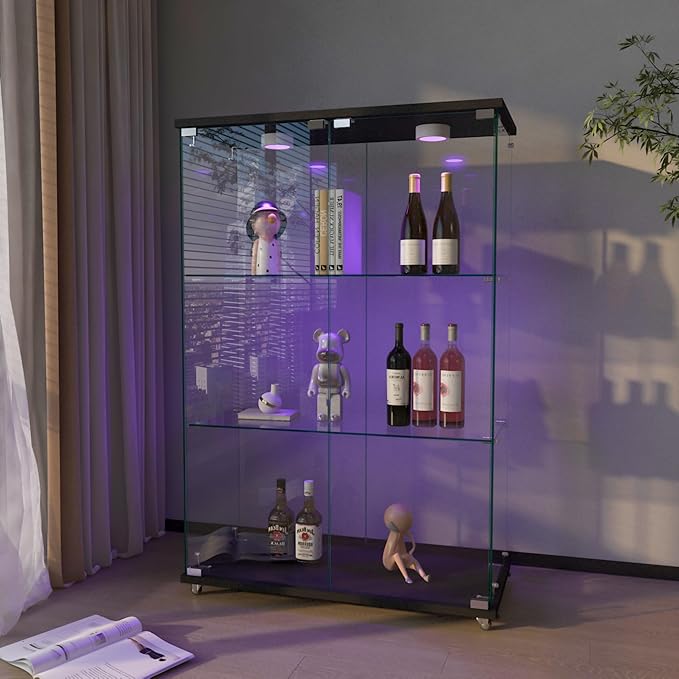 Yoluckea 3-Shelf Glass Display Cabinet - Image 7