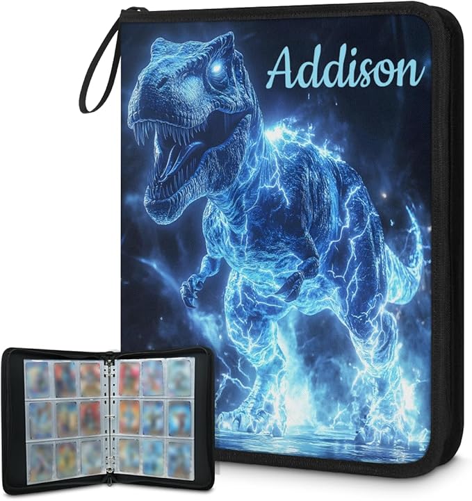 Custom Dinosaur Card Binder, 9-Pocket Trading Card Binder, Personalized Card by Joyousleap