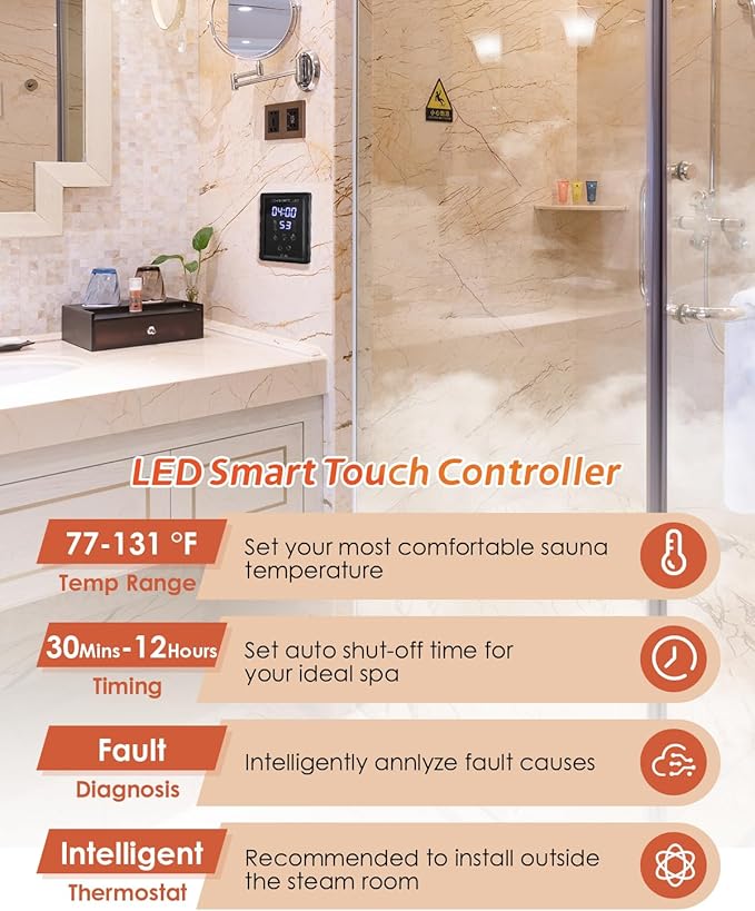 Steam Shower Generator Kit 3KW for Bath Sauna SPA, Self-draining System - Image 3