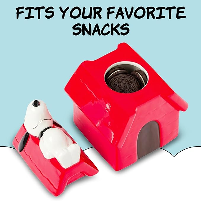 Silver Buffalo Peanuts Sculpted Ceramic Cookie Jar Featuring Snoopy and - Image 3