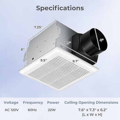 COSTWAY Bathroom Exhaust Fan, Ceiling Mount Ventilation Fan - Image 7