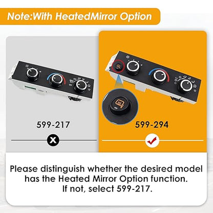 599-294 Heater A/C Control Switch, Front Climate Control Module Compatible - Image 3