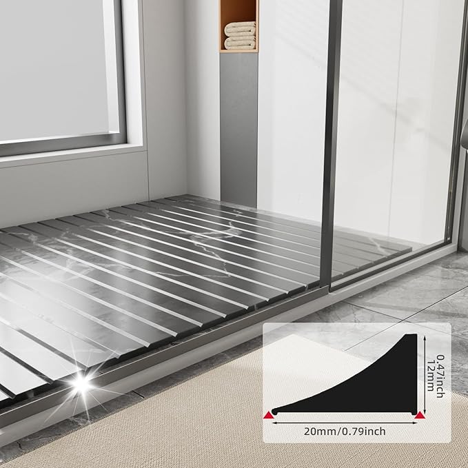 39 Inch Shower Threshold Water Dam Barrier Door Bottom Seal Strip, Silicone - Image 2