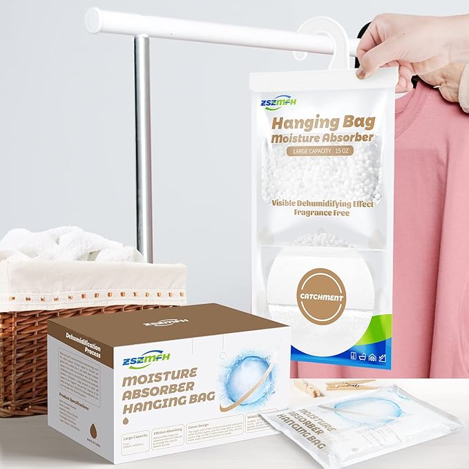 ZSZMFH 12 Pack Moisture Absorber Hanging Bags, Fragrance Free Humidity Packs - Image 6