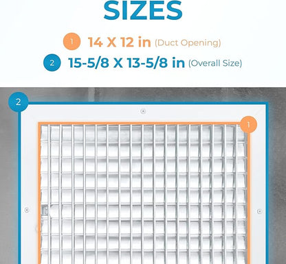 Aluminum 14 x 12 Inch Air Vent Covers Wall AC Grille – Premium Register Vent - Image 3
