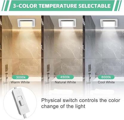 Bathroom Exhaust Fan with Light, 11.8 in Panel, 12W Square LED, 141 CFM - Image 5