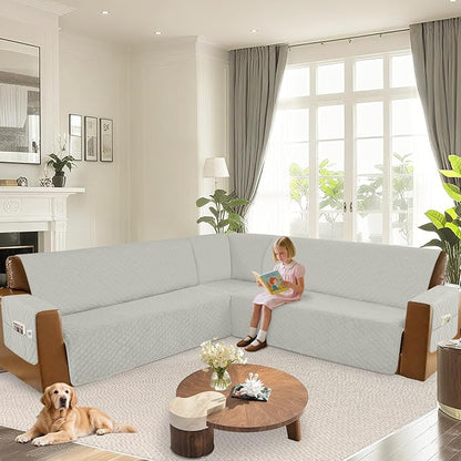 Arfntevss Waterproof Sectional Couch Covers L Shape Washable Velvet Sofa Cover - Image 6