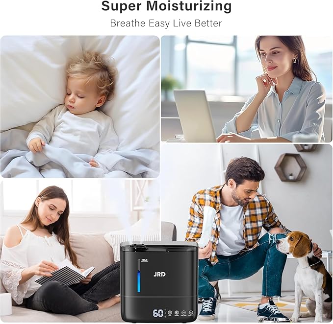 JRD Humidifiers for Bedroom, Ultrasonic Humidifier 4L for Large Room, Cool Mist - Image 6