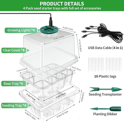 Seed Starter Tray with Plant Light, 2 Pack Grow Lights - Image 4