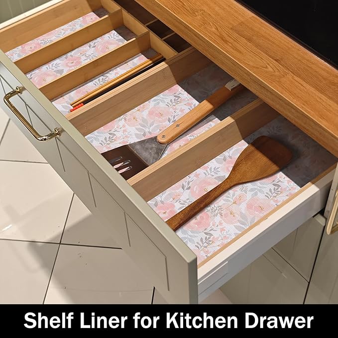 Floral Shelf and Drawer Liner for Kitchen, 12IN x 20FT Non-Adhesive and Strong - Image 4