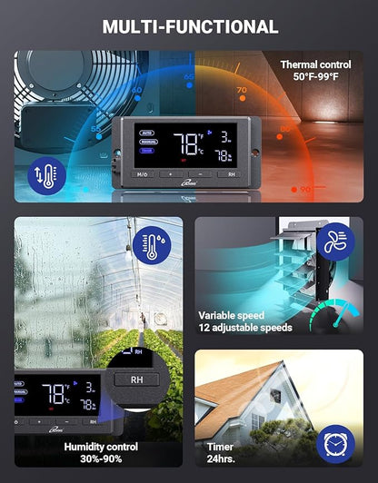 iLIVING 14" Wall Mounted Shutter Exhaust Fan, Automatic Shutter, Temperature - Image 3