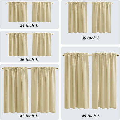 Beige Blackout Curtain Panels 42 Inch Length - Image 2