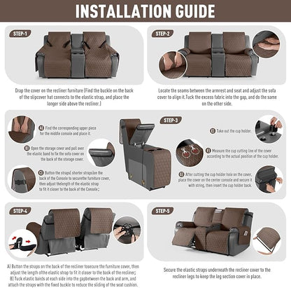 TAOCOCO 100% Waterproof Loveseat Recliner Couch Sofa Covers - Image 7
