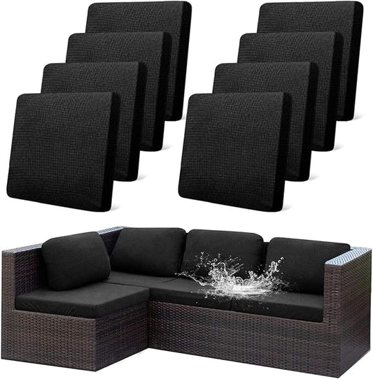 8Pcs Outdoor Stretch Cushion Covers, Waterproof Outdoor Chair Cushion Covers by CALBODE