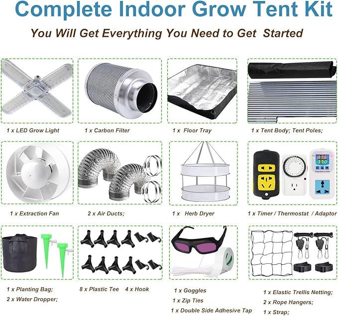 4x4 Grow Tent Kit Complete High Reflective Mylar Indoor Grow Tent 48"x48"x80"+ - Image 7