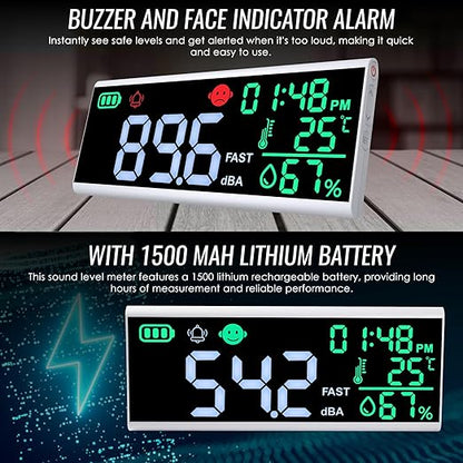 Decibel Meter 13 inches 30~130dB Sound Level Meter, Large LCD Display Wall - Image 3
