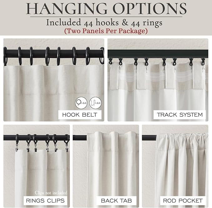 Extra Wide Room Darkening 96 Inch Curtains 2 Panels Set - Image 5