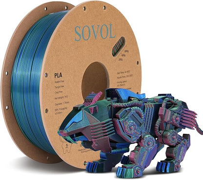 Sovol PLA Filament Silk Tri Color Co-Extrusion 1.75mm, 3D Printer Filament 1kg/ by Sovol