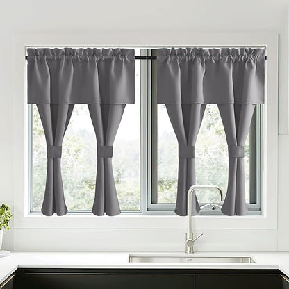 NICETOWN Short Curtains with Attached Valance by NICETOWN