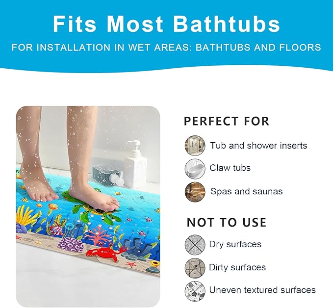 XIYUNTE Baby Bath Mat for Tub Non Slip Kids Bath Mat - Image 6