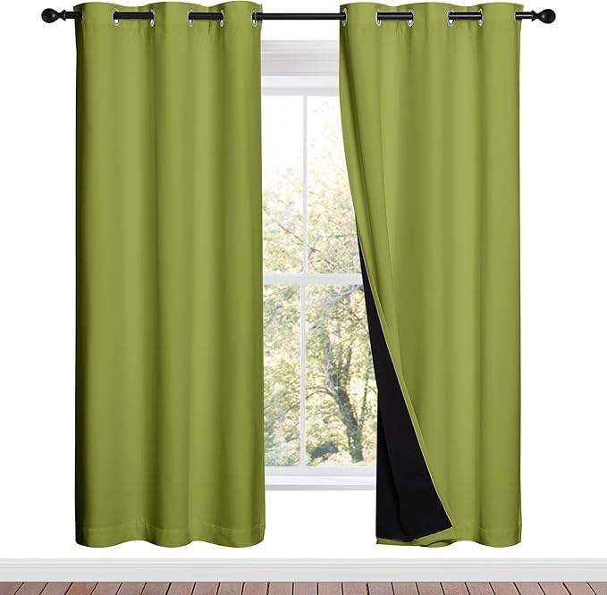 NICETOWN 100% Blackout Window Curtain Panels, Fresh Green, 2 Pieces, 42-inch by NICETOWN