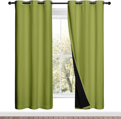 NICETOWN 100% Blackout Window Curtain Panels, Fresh Green, 2 Pieces, 42-inch by NICETOWN