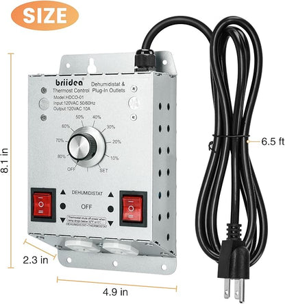 Crawl Space Humidistat Controller, Briidea Dehumidistat and Thermostat Control - Image 5