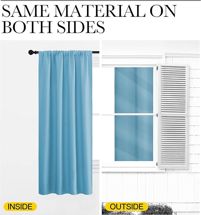 NICETOWN Blackout Curtains for Living Curtains, Teal Blue, 1 Pair, 34-inch W x - Image 5