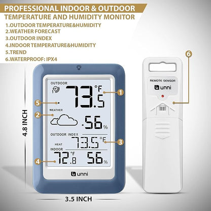 Indoor Outdoor Thermometer Hygrometer Wireless Weather Station, Temperature - Image 6