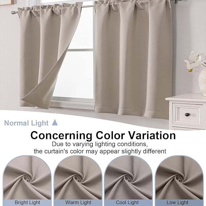 Chyhomenyc Stone Short Blackout Curtains 45 Inch Length, Small Kitchen Curtain - Image 8