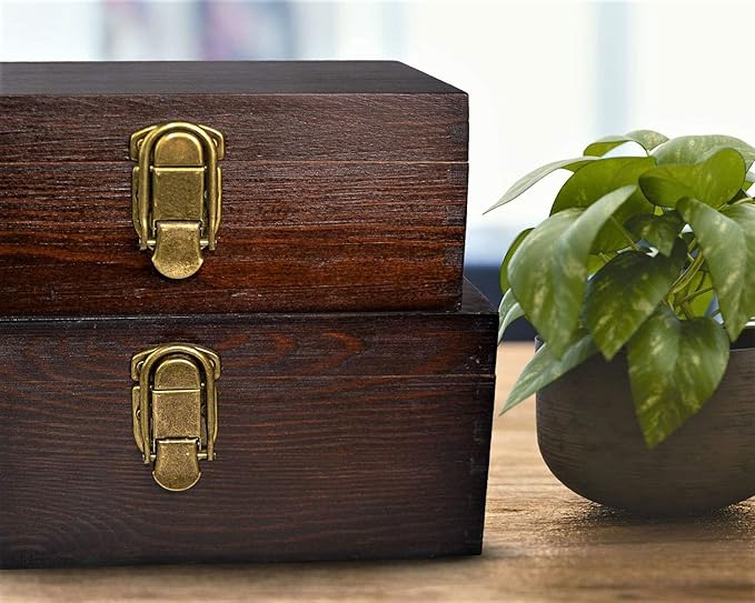 Wood Boxes Wooden Storage Box Treasure Chest Memory Hobby Preservation Rustic - Image 6