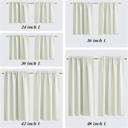 42 Inch Length Short Curtains, Cream Colored Blackout Curtains - Image 2