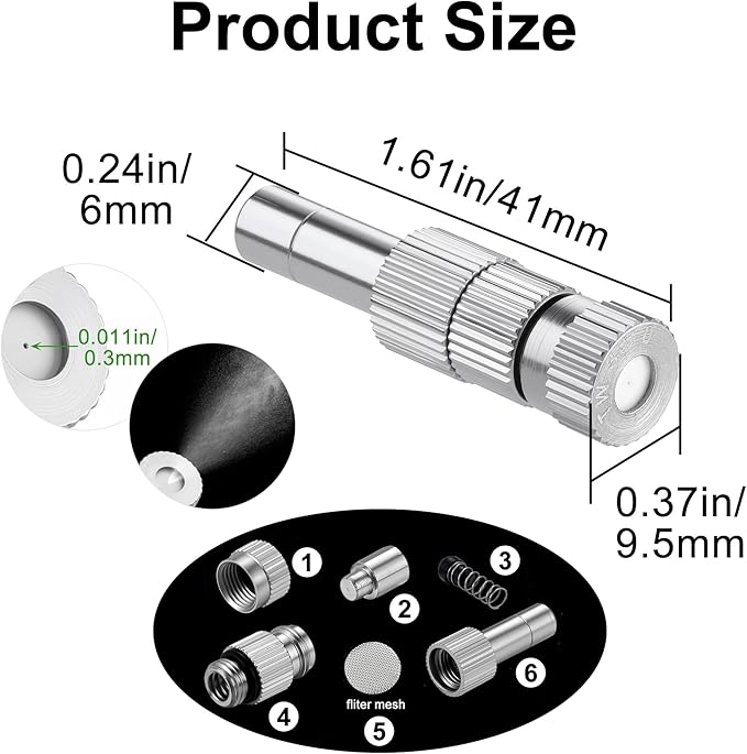 Mornajina 20 Pcs Brass Misting Nozzles Mister Replacement Nozzles - Image 2