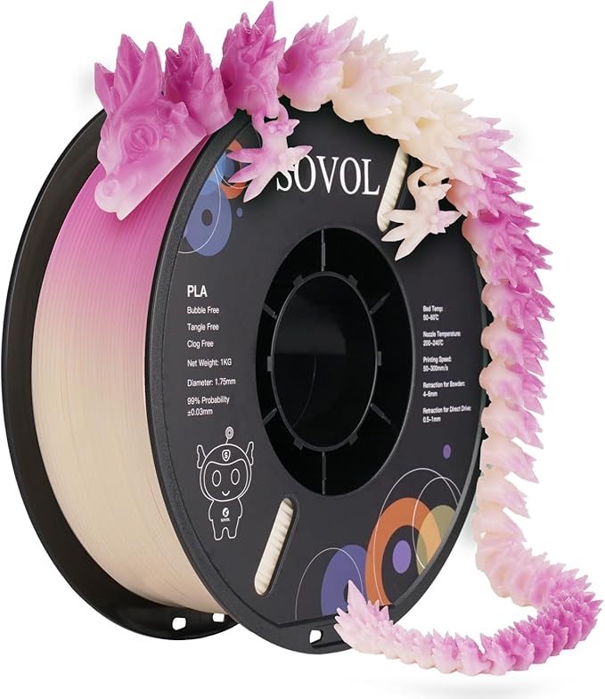 Sovol 3D Printer Photosensitive Filament Single Color Light Change PLA 1kg by Sovol