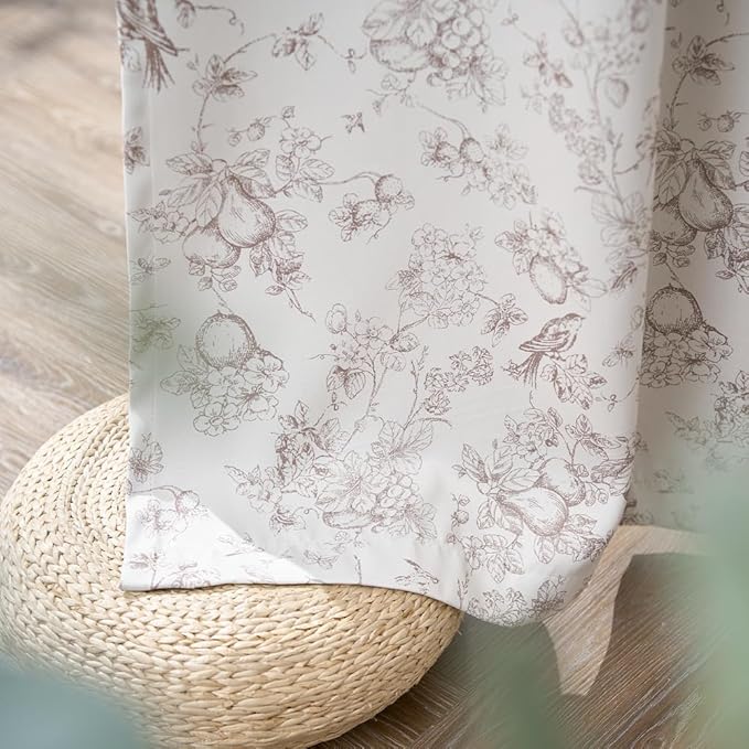 jinchan 95% Blackout Floral Curtains 84 Inches Long, Printed Flower Taupe - Image 7