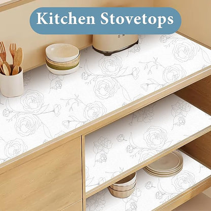 Shelf Liners for Kitchen Cabinets 12in x 10FT Non Adhesive Drawer Liner Sliver - Image 3